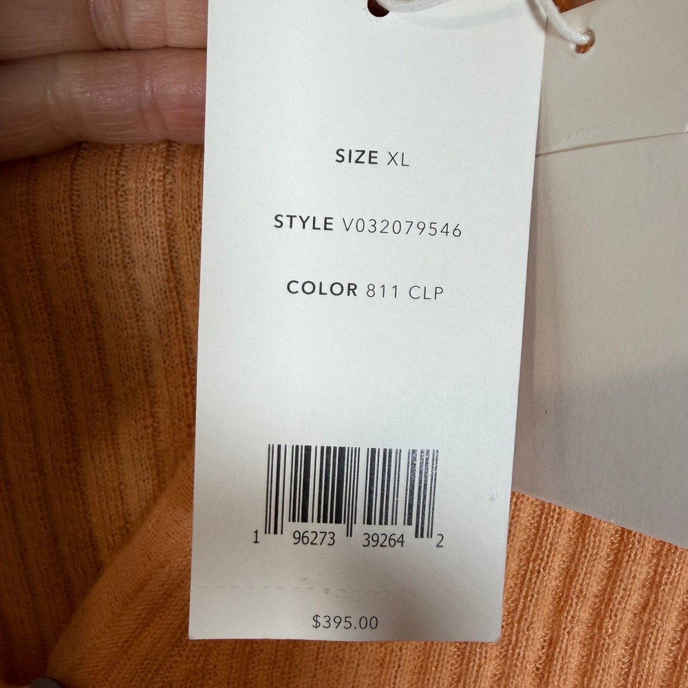 New Vince Cashmere Silk Ribbed Shrunken Button Cardigan Sweater Cantelope XL - Picture 10 of 14